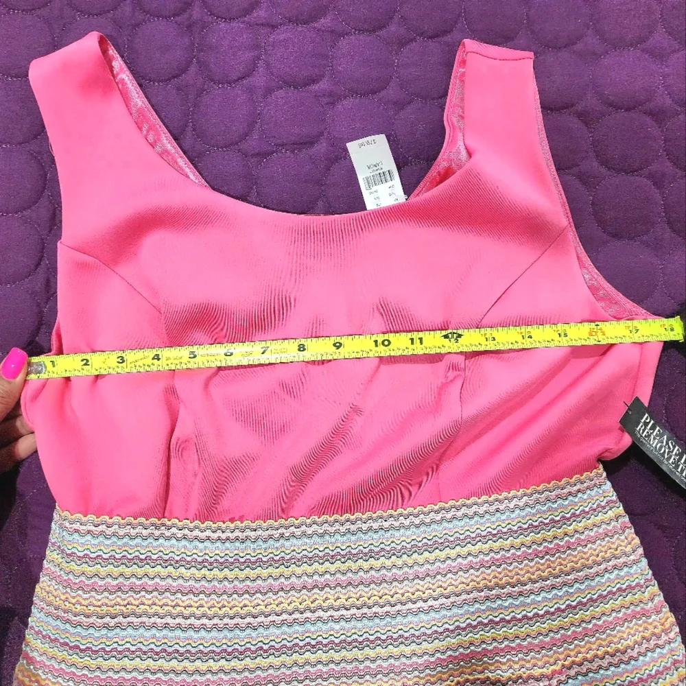 NWT NY&Company Havana Pink Striped Bandage Cocktail Dress Size Large - Picture 6 of 14